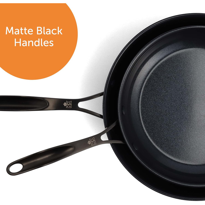 Набір керамічних чорних сковорідок BK 24 см і 28 см, нержавіюча сталь, здорове керамічне антипригарне покриття, без PFAS, можна мити в посудомийній машині, духовці, індукційний сейф, чорний набір сковорідок 24 см і 28 см
