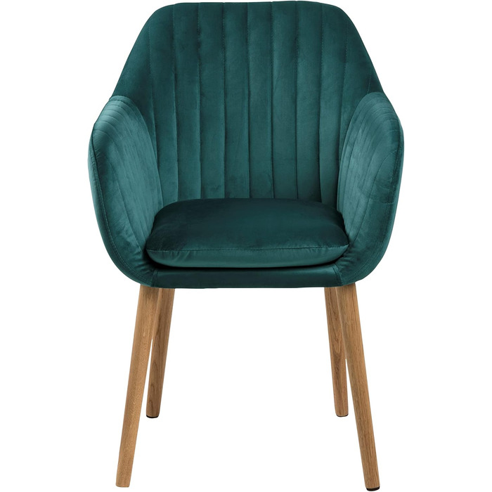 AC Design Furniture Стілець для їдальні Wendy, 57x61x83 см, смарагдовий/дуб, велюр/дуб, 1 шт.
