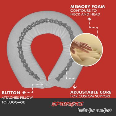 Дорожня подушка для шиї EPROICKS Дорожня подушка для літака подушка для подорожей - піна з ефектом пам'яті, може бути будь-який, для сну на боці, складена у вигляді ріжка для шиї, для поїзда, автомобіля, офісу, кемпінгу, подорожей ,гаджетів (сірий)