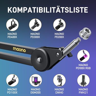 Мікрофонна стійка MAONO BA37, регульована, з адаптером 3/8