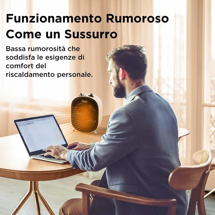 Електричний обігрівач Midea NF20-20AWE: 2000W, тиха робота, для дому, офісу, білого кольору