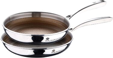 Набір сковорідок MasterPRO GIRO (24 см + 28 см) з 3-шаровим покриттям ILAG, нержавіючі ручки, для індукції та духовки, без PFAS/PFOA/PTFE, антипригарне покриття, вафельна структура