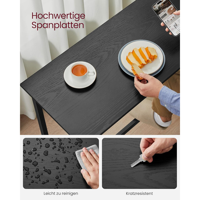 Барний стіл VASAGLE LBT010B56, 40 x 100 x 90 см, чорний, промисловий дизайн