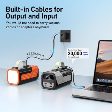 Power Bank 70000mAh 100W з USB-C, кабель, сірий - портативний акумулятор для iPhone, iPad, Samsung