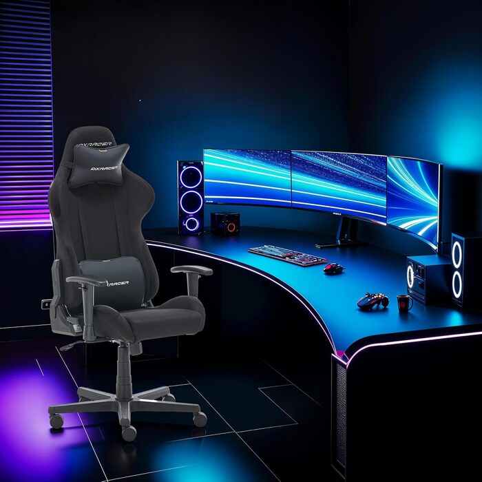 Ігрове крісло DXRacer FORMULA 2.2 FD01 - чорне, регульоване, ергономічне для офісу та дому