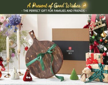 Нейлонове обробне дошка XINZUO Hirnholz (35x25x2.6cm) з антиковзкими ніжками, ручкою та жолобом для соку. Кухонна дошка з акації (42,5*32*1,9cm)