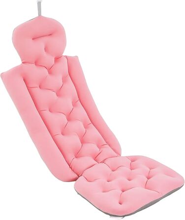 М'який килимок для ванни 113x40 см з подушкою для тіла, ергономічна підставка для голови, спини та шиї (синій/рожевий)