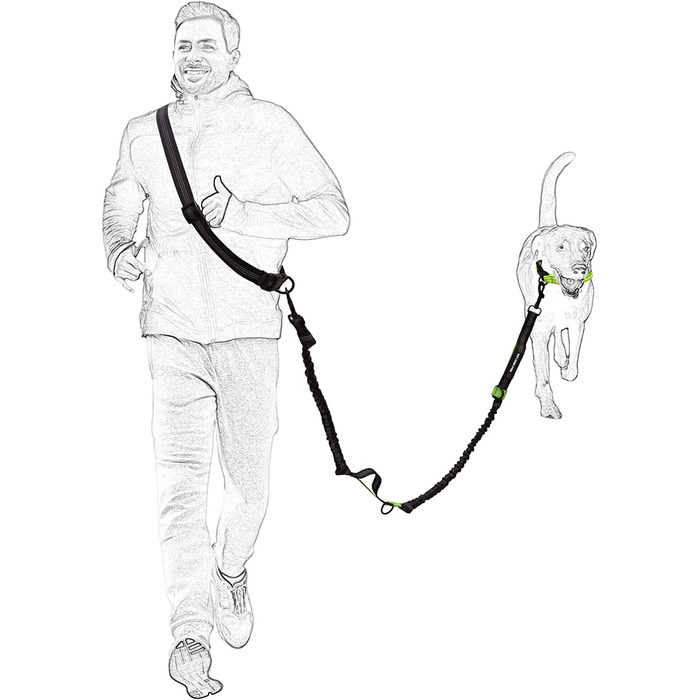 Висувний повідець для собак без рук, регульована талія для бігу, світловідбиваючий банджі з подвійними ручками (синій)