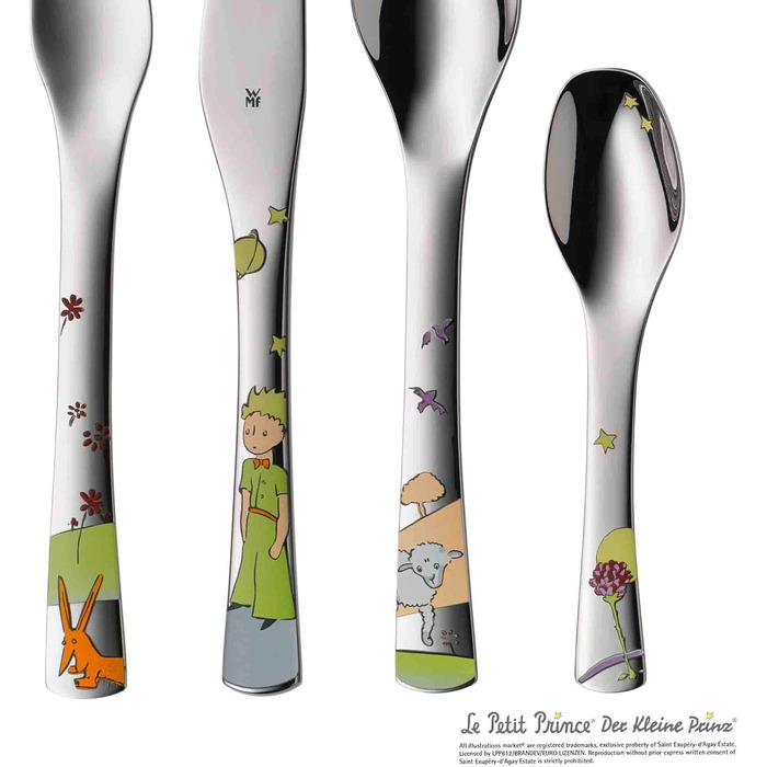 Набір дитячого посуду WMF Der Kleine Prinz, нержавіюча сталь, 4 шт, для дітей від 6 років, Cromargan, придатний для миття в посудомийній машині