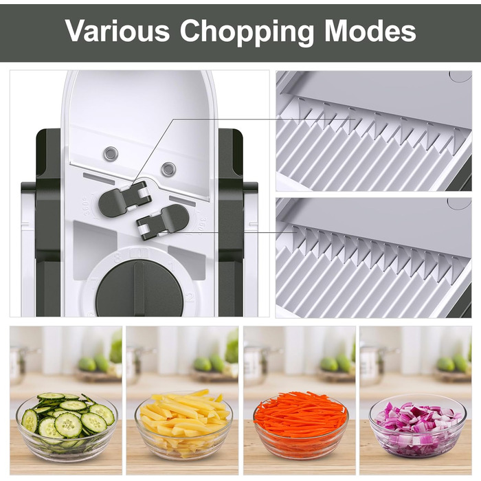 Набір для нарізання овочів 5-в-1: нарізувач, слайсер, набір для чищення, регулювання товщини 0,1-8 мм
