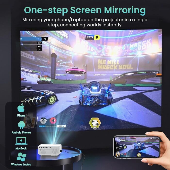 Проектор Beamer 4K з Wi-Fi, Bluetooth, 11000 Lumens, 1080P HD для Fire Stick, PS5, Smartphone, HDMI