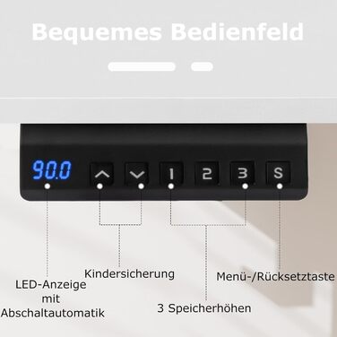 Електричний столик для роботи Costway 120x60 см з пам'яттю, білий, з гачками та органайзером для кабелів