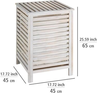 Скриня для білизни Норвегія, Збірник для білизни зі знімним мішком для прання бавовни, деревина горіха, ємність 56 л, 45 x 65 x 45 см, білий