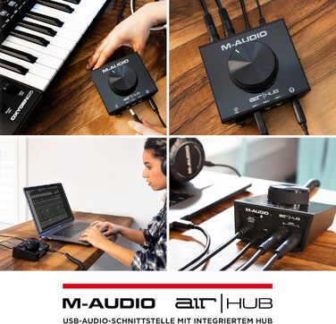 M-Audio Air 192|6 USB аудіоінтерфейс для запису: 2 XLR/Line входи, програмне забезпечення AIR Hub (Чорний)