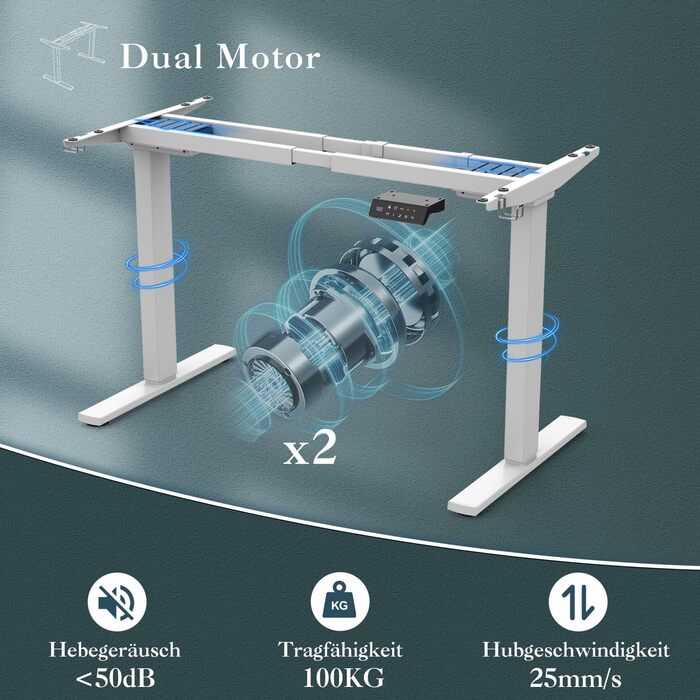 Електричний стіл-трансформер JUMMICO з регулюванням висоти, USB-порт та підставка для кабелів (білий)
