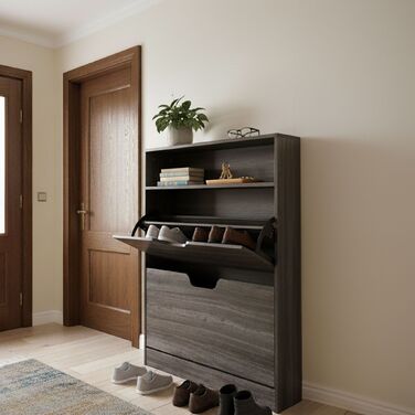 Взуттєва шафа Relaxdays з відкидною дверцями та відкритою полицею