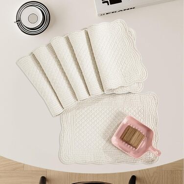 Набори підставки під тарілки MABOZOO, 6 шт, 100% бавовна, миючі, для кухні та обіднього столу, прямокутні, льон