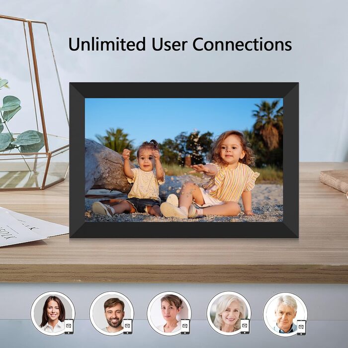 Цифровий фоторамка FRAMEO WLAN 32GB: 10.1 дюймовий Smart Cloud-фоторамка з IPS LCD сенсорним екраном та автоматичним поворотом