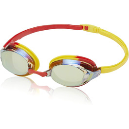Дзеркальні окуляри Speedo Vanquisher EV, панорамні, антивідблискові, проти запотівання, із захистом від ультрафіолету (дзеркальний червоний, жовтий/бурштиновий/золотий)