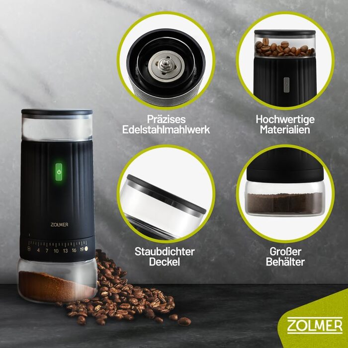 Ручна кавомолка з нержавіючої сталі, регулювання помелу для еспресо, фільтр-кави та мока. Компактна та міцна кавомолка.