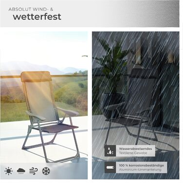 Шезлонги Tectake® 4 шт. - регульовані, з підставкою для ніг, легкі, складані, для саду, балкону, кемпінгу (Антрацит)