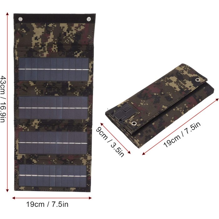 Складний зарядний пристрій із сонячною панеллю 40 Вт, 4-кратна сумка для заряджання на сонячній енергії для екстреної зарядки, на природі, кемпінгу, піших прогулянок, зарядний пристрій для мобільного телефону (камуфляж)