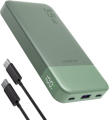 МАг, швидка зарядка 35 Вт, PD 3.0 QC 4.0, 2 шт. Type-C, USB-A, сумісний iPhone/MacBook/iPad (зелений), 10000