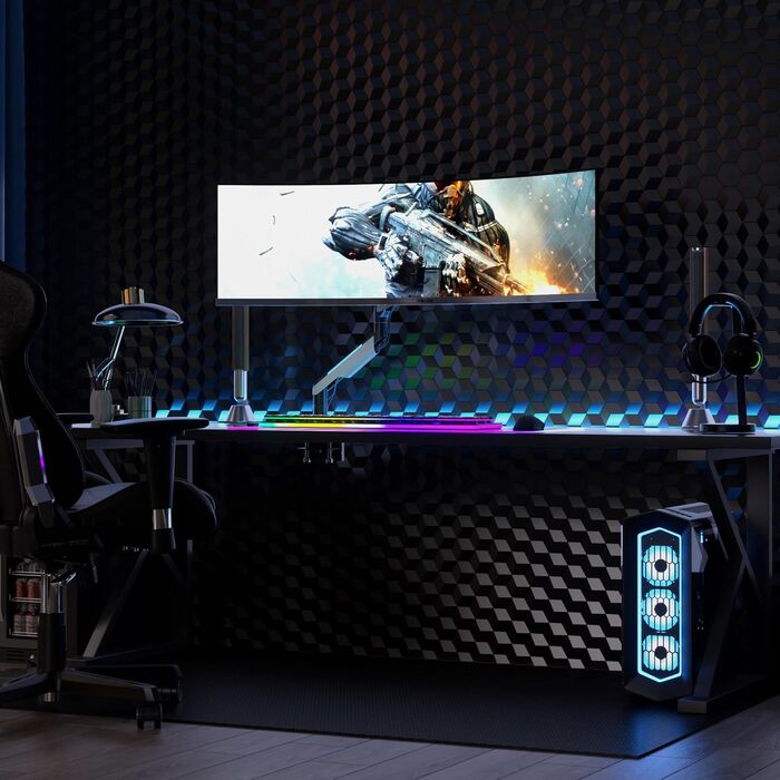 Кріплення для монітора Mount-It! Heavy Duty Ultrawide до 49 дюймів, 20 кг, VESA 75x75/100x100, RGB-підсвічування, кріплення для моніторів Samsung Odyssey G9