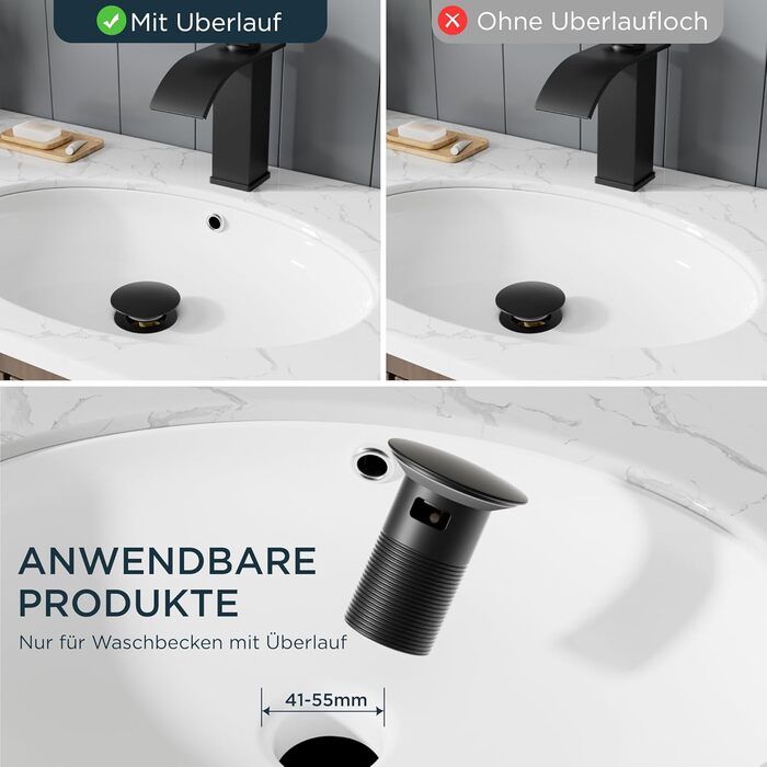 Змішувач для ванної кімнати FORIOUS з водоспадом, одноручний, для умивальника, хром, висота виливу 80 мм, економія води та енергії