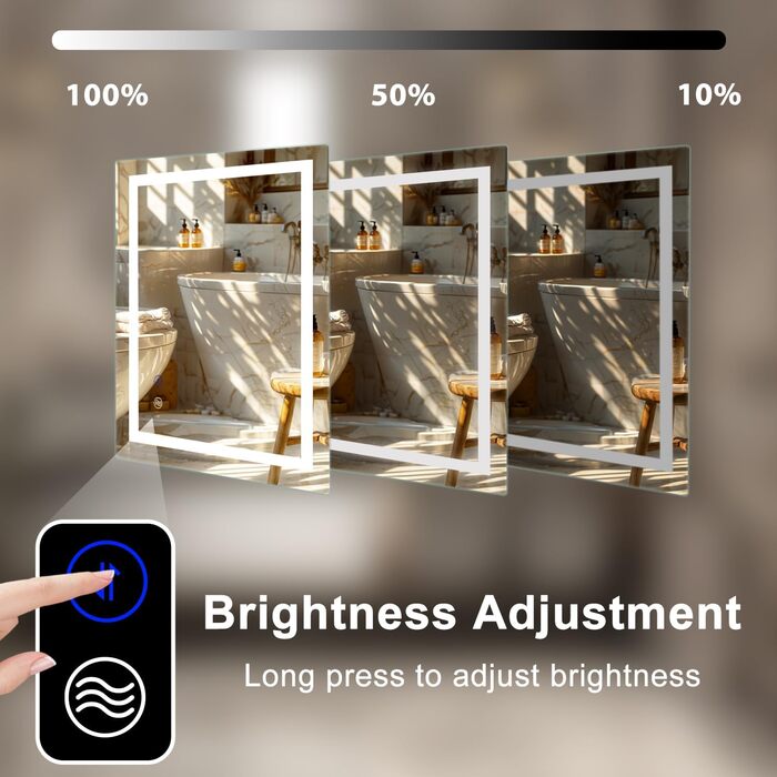 Дзеркало для ванної кімнати Sanitemodar LED 50x70 см з підсвічуванням, антизапар, сенсорне керування