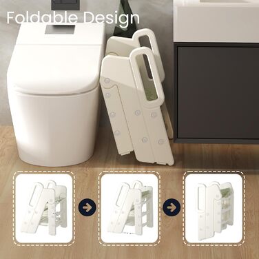 Триттхокер Hoopyosms для дітей, 2/3-рівневий, регульована висота, складний, з поручнями, антиковзкий, для ванної та кухні, піднімна драбинка для малюків (Класичний, Зелений)