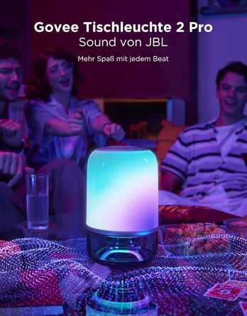 Govee LED лампа з колонкою JBL, Matter-сумісна, акумуляторна, 16 музичних режимів та 100+ сцен