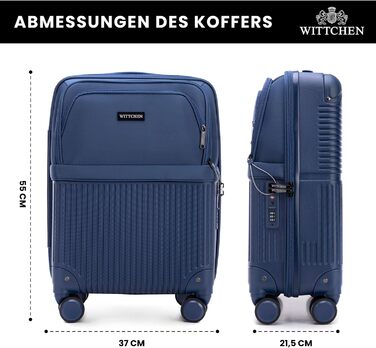 Набір валізWITTCHEN AXIS 3 шт. | Ручна та велика валіза | Гібрид ABS Nylon з TSA замком, телескопічною ручкою та 360° колесами | (Темно-синій, 55 x 37 x 21,5 см)