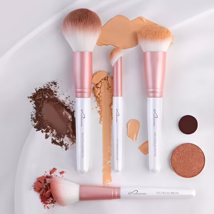 Набір пензлів для макіяжу Luvia Flawless Face, 4 веганські кисті для обличчя, косметичний набір для макіяжу
