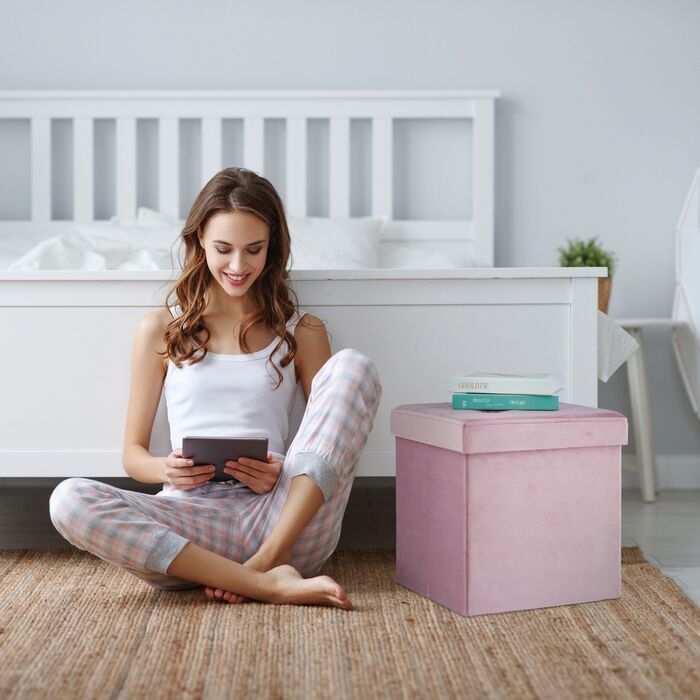 Relaxdays Rosa - Пуф з оксамиту