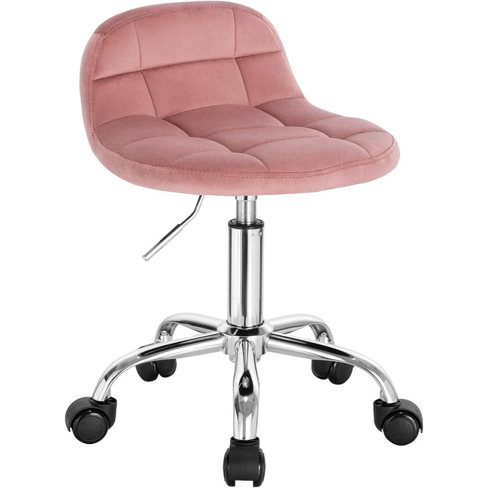 Стілець офісний WOLTU, регульований по висоті, на колесах, низька спинка, висота сидіння 43,5-55 см, оксамит, BS131dgr (рожевий)
