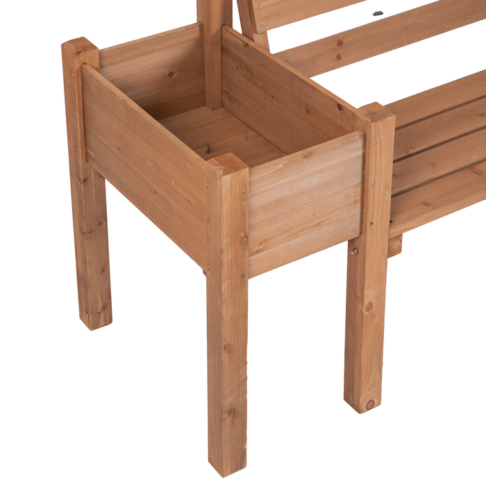 Лавочка для саду з вбудованими ящиками для квітів, дерево, 184 см x 59 см x 95 см, коричнева