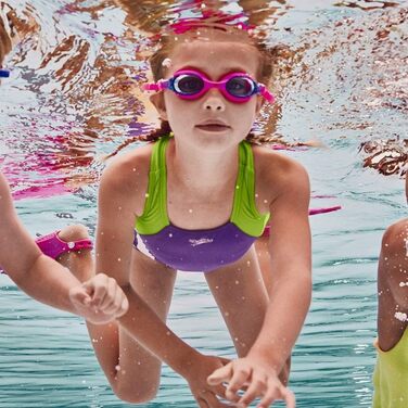 Дитячі окуляри для плавання Speedo Skoogles, без протікання, проти запотівання, легко регулюються та зручні із захистом від ультрафіолету (світло-рожевий)