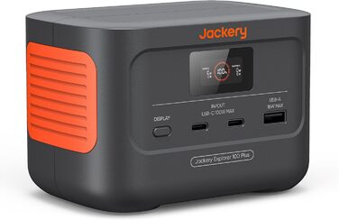 Портативна електростанція Jackery Explorer 100 Plus, 99 Втгод/31000 мАг з вихідною батареєю LiFePO4 потужністю 128 Вт, резервною батареєю розміром з долоню для ділових поїздок і прогулянок на природі