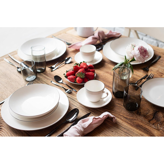 MÄSER Felise: Елегантний кавовий сервіз на 6 осіб, порцеляна, чорний кант