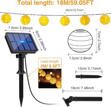 Ліхтарі 18M 40LED, IP65, 8 режимів, теплий білий, для саду