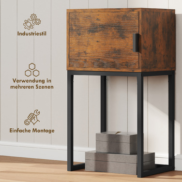 Консольний столик з полицею, індустріальний стиль, для вітальні або передпокою, 40x30x76 см, коричневий у стилі рустик