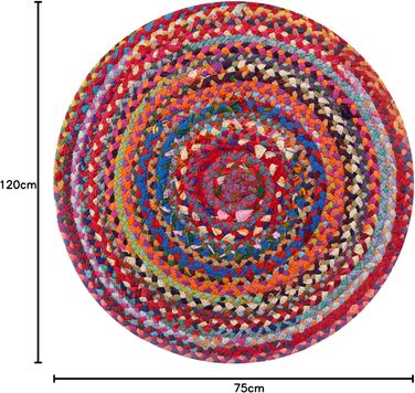 Різнокольоровий, витканий вручну, екологічно чистий килим з переробленої тканини, круглий 120 см