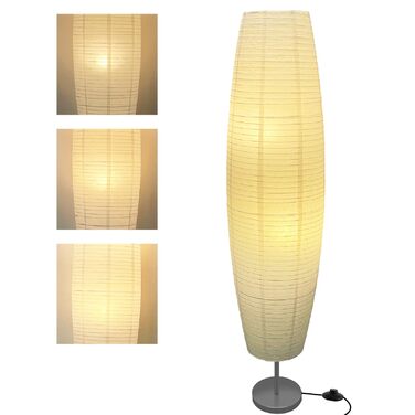 Торшер паперовий сучасний з абажуром для вітальні, спальні та кабінету з ножним вимикачем (Білий)