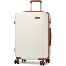 Чемодан KONO Mittelgroß: міцний ABS+PC, 60L, білий/коричневий, з TSA замком