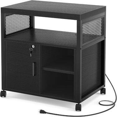 Шафа для документів Unikito з розеткою та USB-зарядкою, мобільний друк-станцій, білий (чорний)