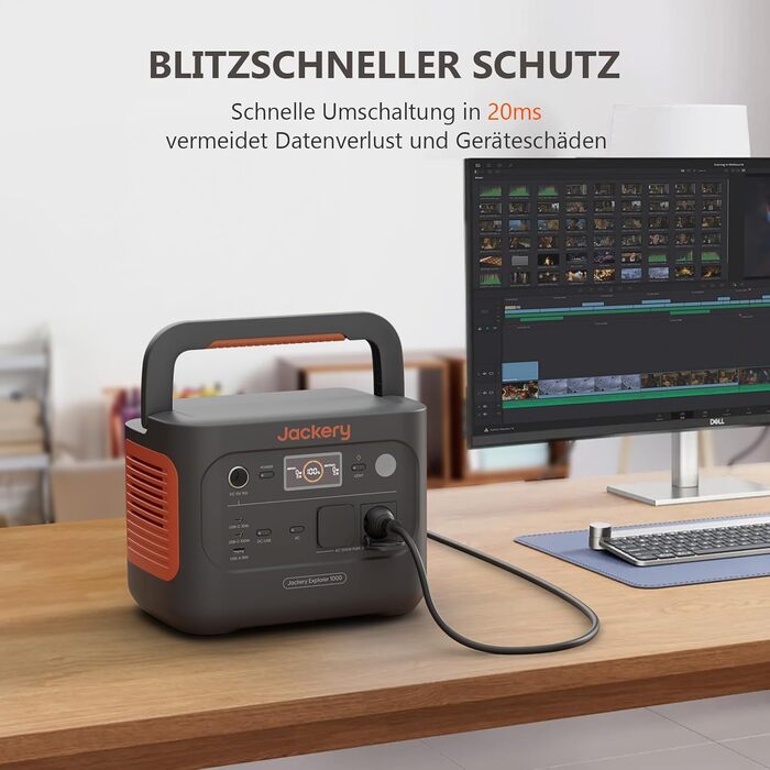 Jackery Explorer 1000: Портативна електростанція з акумулятором 1002Wh, 230V/1000W (2000W пік), USB, QC, для кемпінгу та подорожей (E1000 v2+100W+сумка)