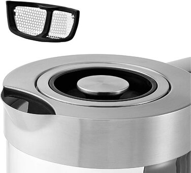 Електричний чайник WMF Lono Silk 1.6 л з нержавіючої сталі, з фільтром від накипу, бездротовий, з поворотним підставою, антифнгер, відкривання однією рукою, зовнішній індикатор рівня води (1.4л - 1.7л)