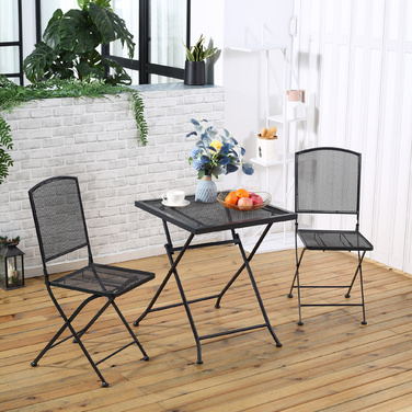 Набір бістро Outsunny Garden Seating Group 3 особи з 1 столом і 2 розкладними стільцями, метал сірий для тераси та балкона