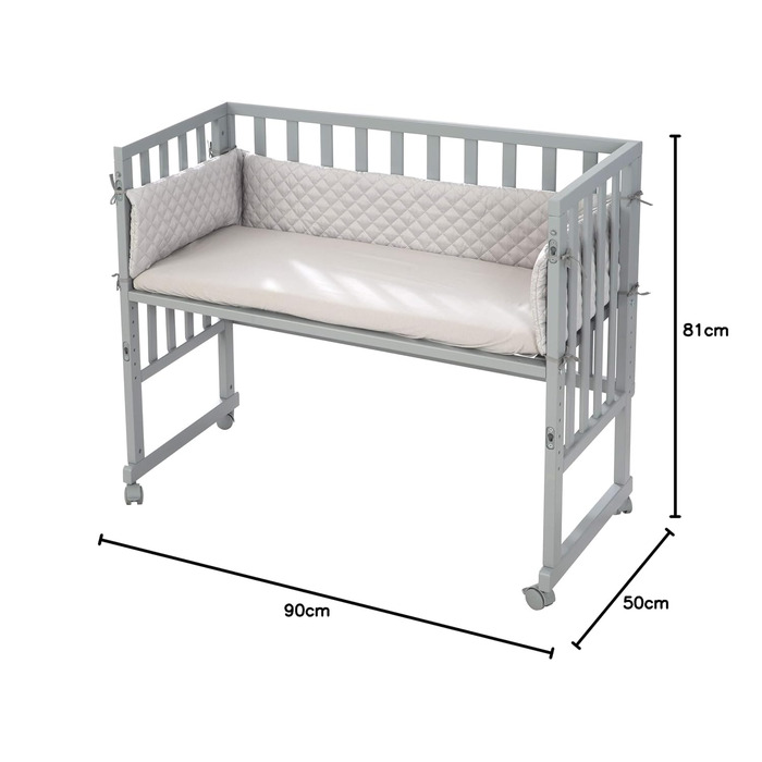 Роба Люлька та спальне ліжко 3в1 сірий, Style', для ліжка будь-якої висоти батьків, включаючи матрац